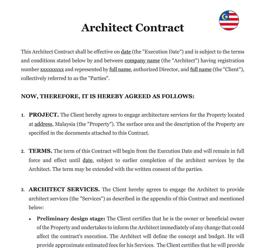 Architect contract Malaysia