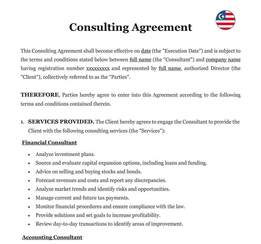 Consulting agreement Malaysia