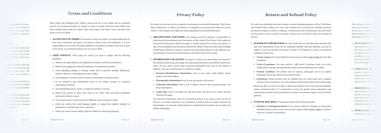 Ecommerce policy templates