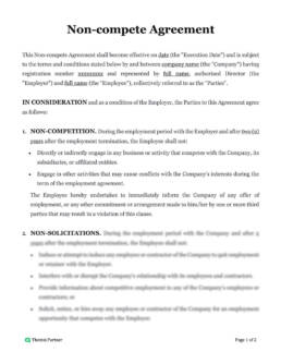 Non-compete agreement template