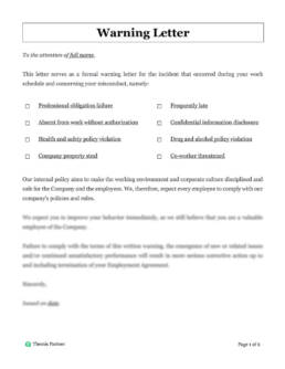 Employee warning letter template