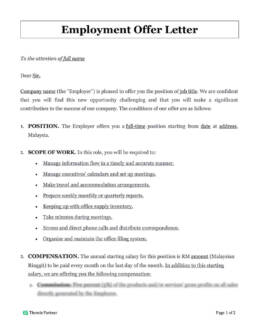 Employment offer letter template