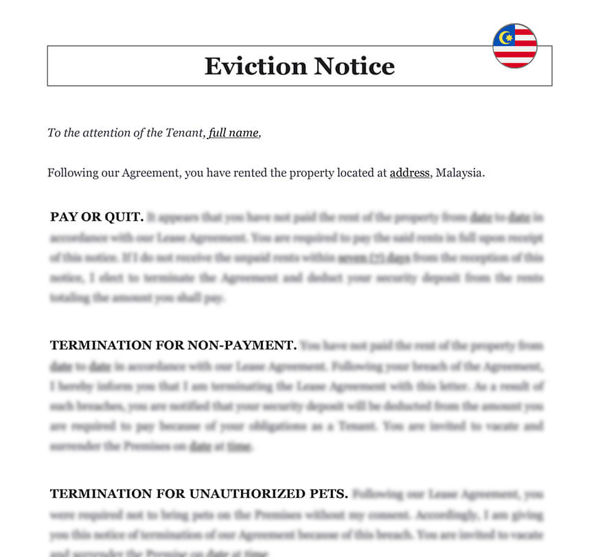 Eviction notice letter Malaysia