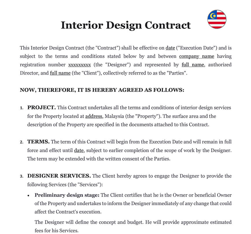 Interior design contract Malaysia