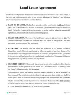 Land lease agreement template