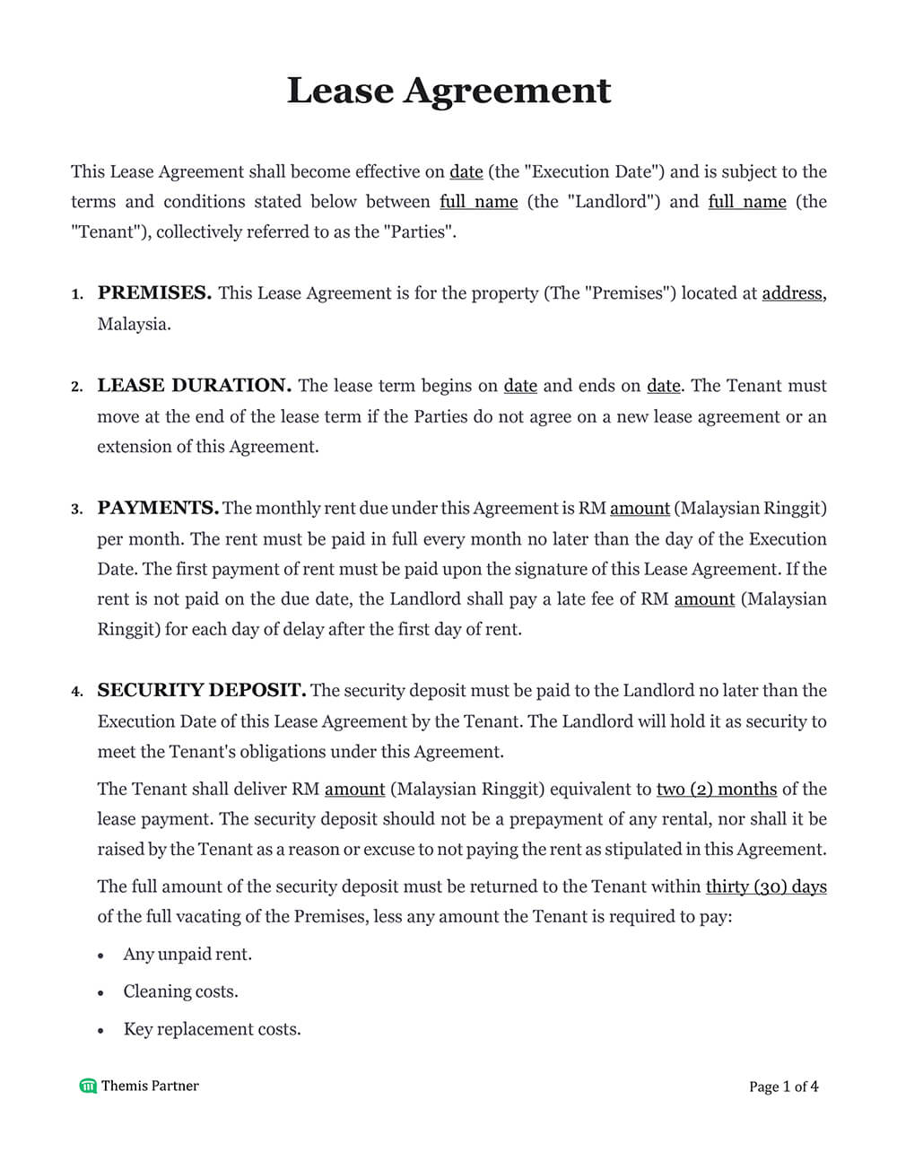 Lease agreement template