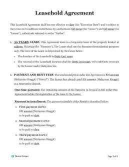leasehold agreement template