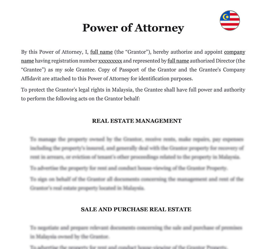 Power of attorney Malaysia
