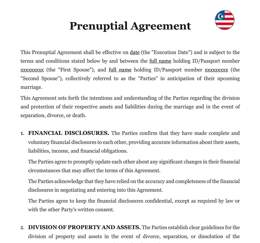 Prenuptial agreement Malaysia