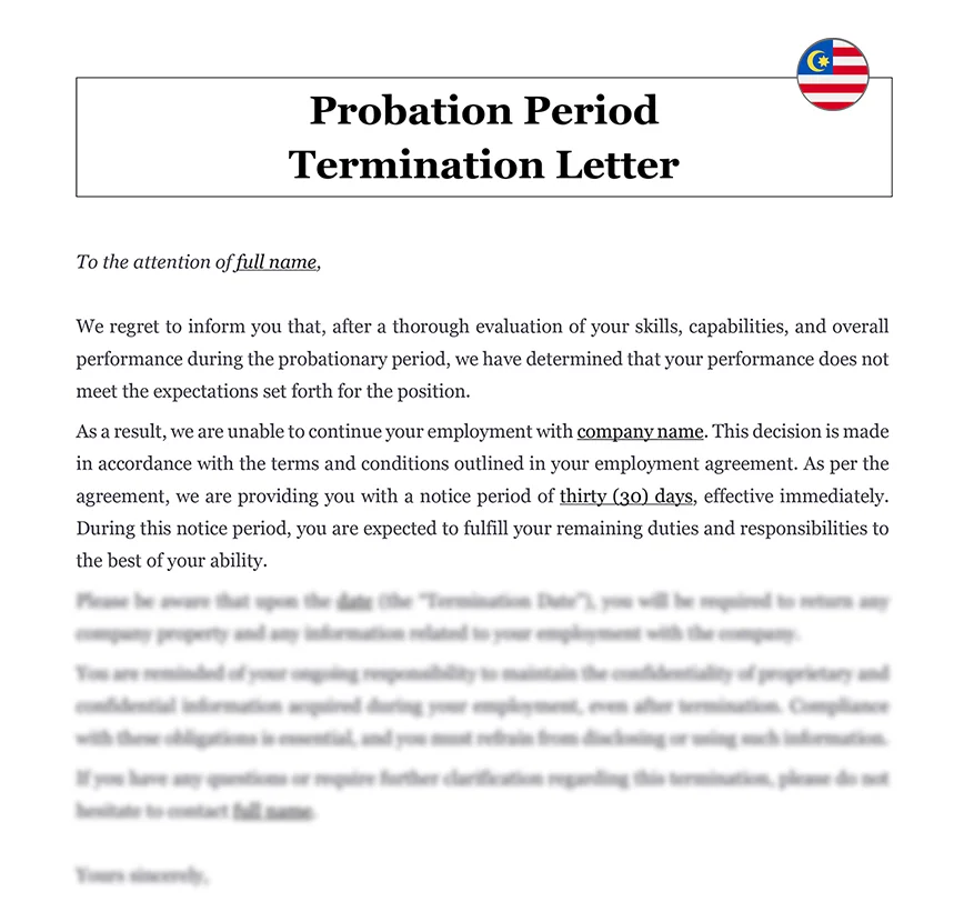 Probation period termination Malaysia