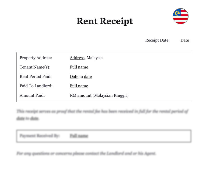 Rent receipt Malaysia