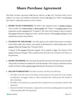 Share purchase agreement template