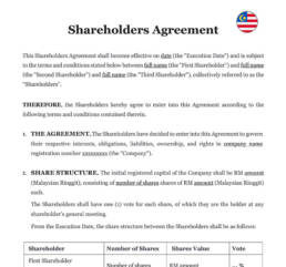 Shareholders agreement Malaysia