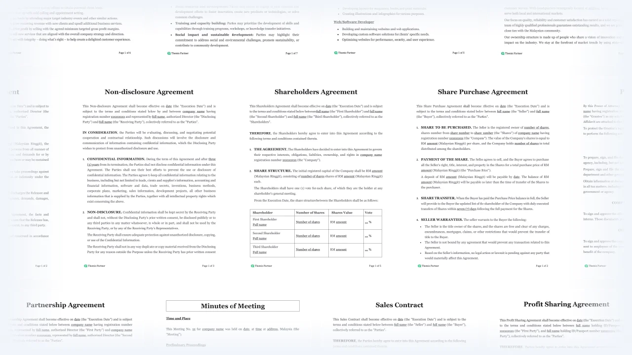 Startup document templates